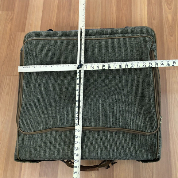 HARTMANN Vtg Tweed Leather Rolling Carry On Luggage Garment Bag Suitcase 24x22 - Picture 12 of 16